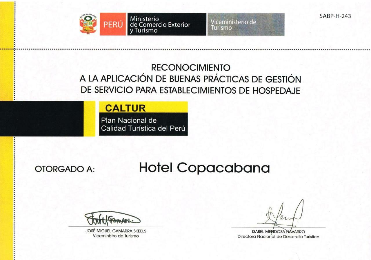 Copacabana Hotel Tacna Exterior photo